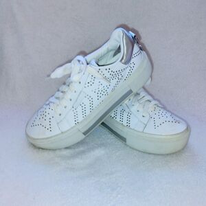 Kendall & Kylie White Silver Perforated Sneakers